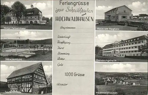 pw01311 Ilbeshausen-Hochwaldhausen Genesungsheim Haus am Hegholz Hotel Felsenmeer Kategorie. Grebenhain Alte Ansichtskarten
