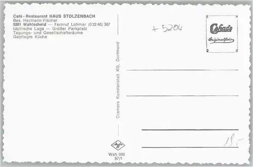 we77553 Wahlscheid Siegkreis Wahlscheid Cafe Restaurant Haus Stolzenbach * Kategorie. Lohmar Alte Ansichtskarten
