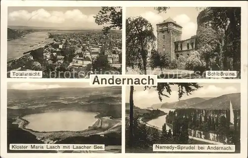 Andernach Totalansicht Schlossruine Kloster Maria Laach mit Laacher See Namedy Sprudel Kat. Andernach