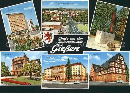 Giessen Lahn Dach-Cafe Stadtblick Roentgen Denkmal Theater Universitaet Zeughaus / Giessen /Giessen LKR