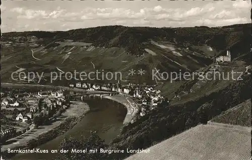 Bernkastel Kues Moselpanorama mit Burgruine Landshut Kat. Bernkastel Kues