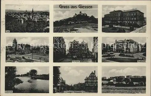 Giessen Lahn Total Burg Gleiberg Universitaet Marktplatz Rathaus Stadttheater Lahnpartie Neue Kaserne / Giessen /Giessen LKR