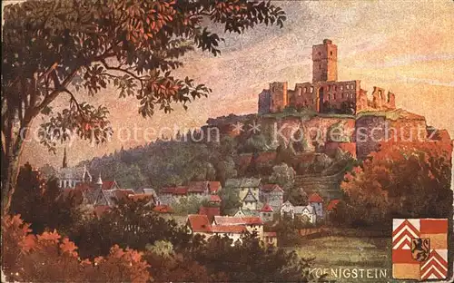 Koenigstein Taunus Festung Wappen Kuenstlerkarte Kat. Koenigstein im Taunus