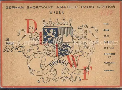 Wappen Bayern German Shortwave Amateur Radio Station / Heraldik /