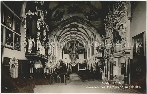 Schleiz Inneres der Bergkirche  Orgelseite Kat. Schleiz