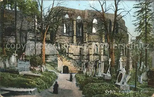 Oybin Kirchhof mit Ruine Kat. Kurort Oybin