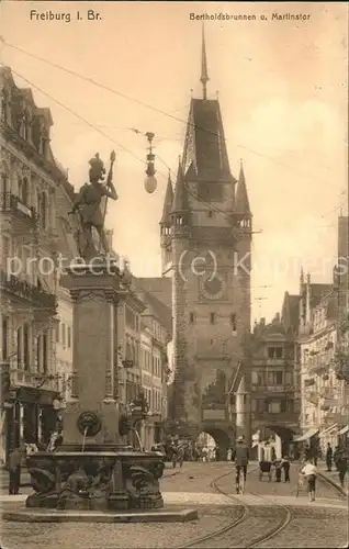 Freiburg Breisgau Bertholdsbrunnen und Martinstor Kat. Freiburg im Breisgau