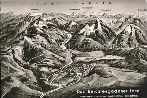 Berchtesgaden Panoramakarte Berchtesgadener Land mit Hohe Tauern Kat. Berchtesgaden
