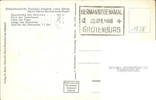 kk75724 Hermannsdenkmal Hermannsdenkmal Externsteine Kategorie. Detmold Alte Ansichtskarten