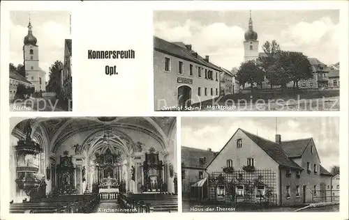 Konnersreuth Oberpfalz Kirche Gasthof Schiml Marktplatz Kirche Haus der Therese Kat. Konnersreuth