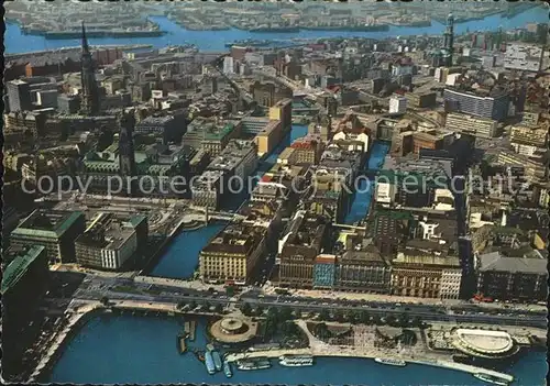 Hamburg Jungfernstieg Binnenalster und City Fliegeraufnahme Kat. Hamburg