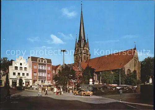 Flensburg Suedermarkt mit St Nikolai Kirche Kat. Flensburg