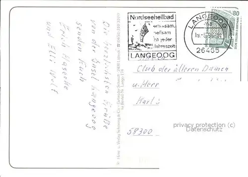 Langeoog Nordseebad Ortsblick Luftbild Inselbahn Badestrand Seehund Wasserturm Am Bahnhof Kat. Langeoog