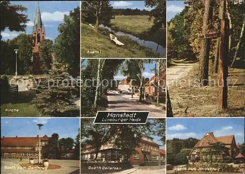 Hanstedt Nordheide Kirche Auetal Wegweiser Gasthaeuser Dorfkrug Gellersen und Heidekrug / Hanstedt /Harburg LKR