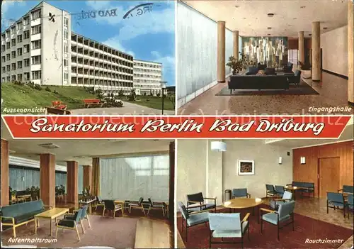 Bad Driburg Sanatorium Berlin Aussenansicht Eingangshalle Aufenthaltsraum Rauchzimmer Kat. Bad Driburg
