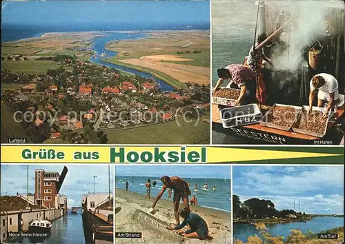 Hooksiel Fliegeraufnahme Fischer Fischkutter Neue Seeschleuse Strand Am Tief Kat. Wangerland