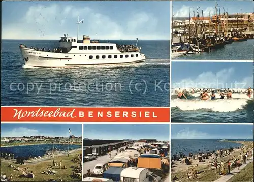 Bensersiel Motorschiff Hafen Wellenbad Campingplatz Strandpartie Kat. Esens