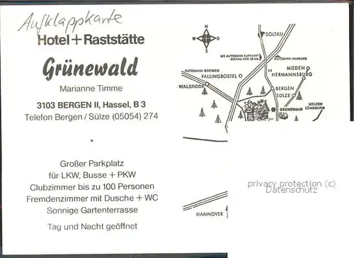 Gruenewald Hotel und Raststaette Gruenewald Aufklappkarte Kat. Gruenewald Oberlausitz