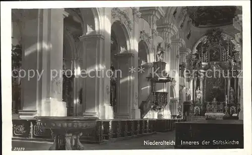 Niederalteich Donau Inneres der Stiftskirche Altar Fresken Kat. Niederalteich