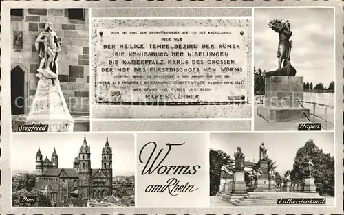 Worms Dom Lutherdenkmal Hagen Siegfried Sagenfiguren Bromsilber Kat. Worms