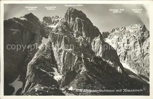 Stripsenjochhaus mit Totenkirchl Kaisergebirge Alpenverein Bromsilber Kat. Wildermieming