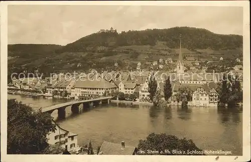 Stein Rhein Blick zum Schloss Hohenklingen Rheinbruecke Kat. Stein Rhein