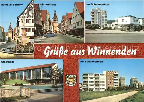 Winnenden Wuerttemberg Rathaus Torturm Marktstrasse Schelmenholz Stadthalle Kat. Winnenden