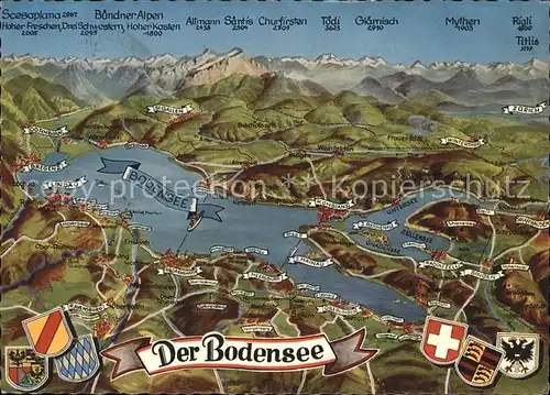 Langenargen Bodensee Panorama Bodensee Alpenpanorama Wappen Vogelperspektive Kat. Langenargen