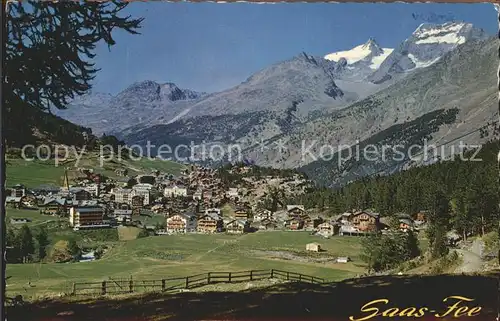 Saas Fee Panorama gegen Fletschhorn und Laquinhorn Walliser Alpen Kat. Saas Fee