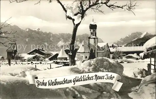 Wallgau Ortsansicht mit Kirche Winterimpressionen Wetterstein Zugspitzmassiv Kat. Wallgau