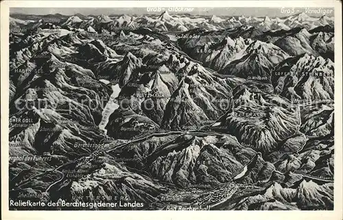 Berchtesgaden Reliefkarte des Berchtesgadener Landes Kat. Berchtesgaden