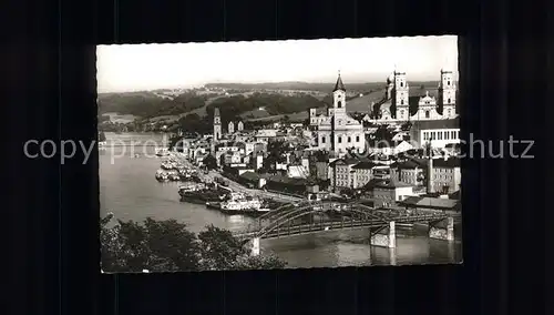 Passau Donau mit Dom und Rathaus Kat. Passau