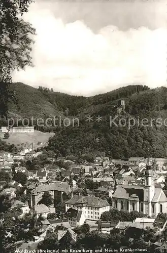 Waldkirch Breisgau mit Kastelburg und Neuem Krankenhaus Kat. Waldkirch