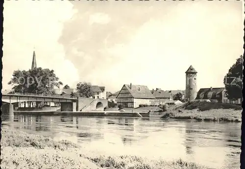 Holzminden Weser Ortsblick Runder Turm Weserbruecke Kat. Holzminden