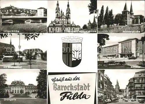 Fulda Lange Bruecke Dom Michaelskirche Busbahnhof Orangerie Marktstrasse Kat. Fulda