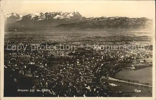 Bregenz Vorarlberg Panorama mit Saentisgruppe Appenzeller Alpen Bodensee Kat. Bregenz