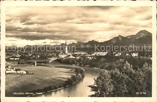 Villach Kaernten Partie an der Drau Panorama mit Alpenblick Kat. Villach