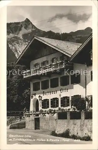 Hoefen Tirol Gasthaus Lilie Gaichtspitze Allgaeuer Alpen Kat. Hoefen