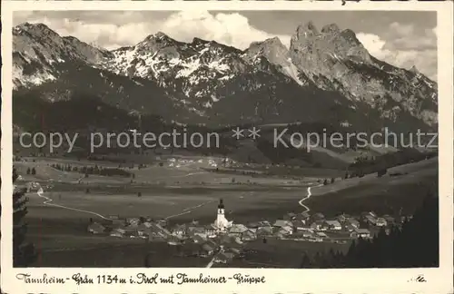 Graen Tirol Gesamtansicht mit Tannheimer Gruppe Tannheimer Tal  Kat. Graen