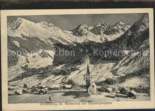 Mittelberg Vorarlberg Ortsansicht mit Kirche Kleinwalsertal Schafalpenkoepfe Allgaeuer Alpen Wintersportplatz Kat. Mittelberg