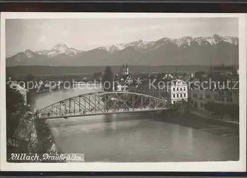 Villach Kaernten Draubruecke Alpenpanorama Kat. Villach