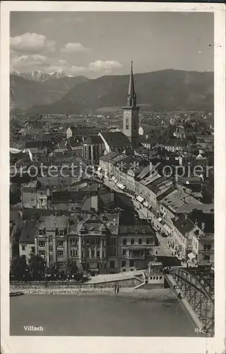 Villach Kaernten Blick ueber die Stadt Kirche Drau Bruecke Kat. Villach