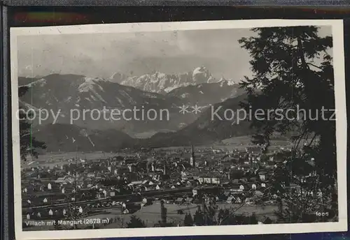 Villach Kaernten Panorama mit Mangart Julische Alpen Kat. Villach