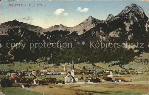 Reutte Tirol Ortsansicht mit Kirche Kat. Reutte