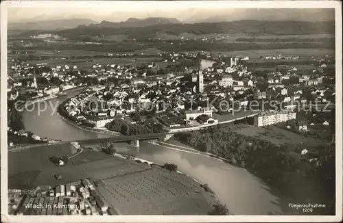 Villach Kaernten Drau Bruecke Fliegeraufnahme Kat. Villach