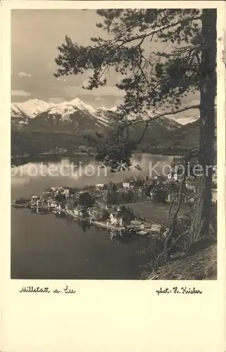 Millstatt Kaernten Seepanorama mit Alpen Kat. Millstatt Millstaetter See