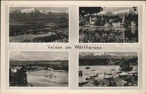 Velden Woerthersee Totalansicht mit Mittagskogel Schlosshotel Bucht Strandbad Bulton /  /
