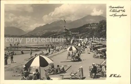 Millstatt Kaernten Strandbad mit Sprungturm Kat. Millstatt Millstaetter See