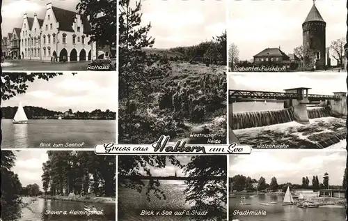 Haltern Rathaus Seehof Stever Heimingshof Westruper Heide Stadtmuehle Boot Walzenwehr Siebenteufelsturm Kat. Haltern am See