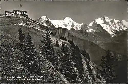 Schynige Platte Berghotel Blick auf Eiger Moench Jungfrau Berner Alpen Kat. Schynige Platte